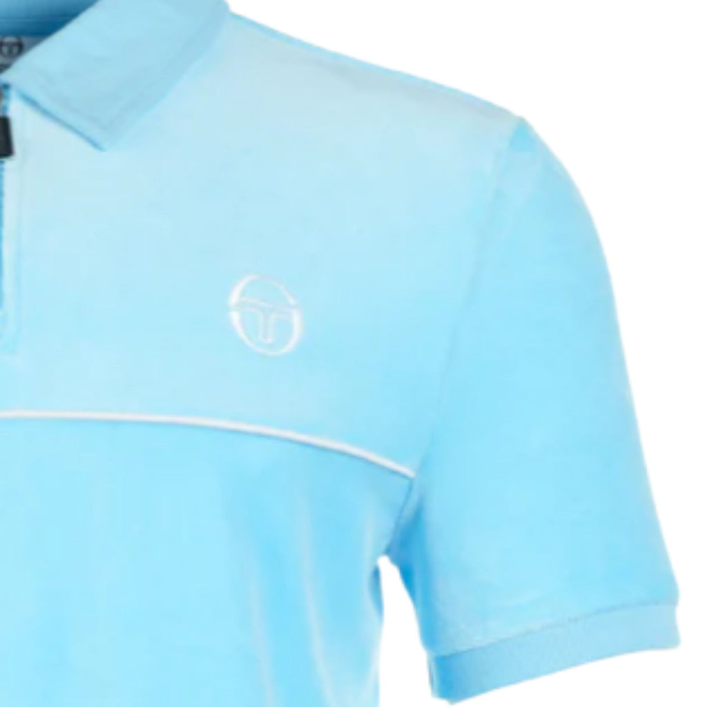 Sergio Tacchini Cardona Velour Zip Polo Shirt - Baltic Sea