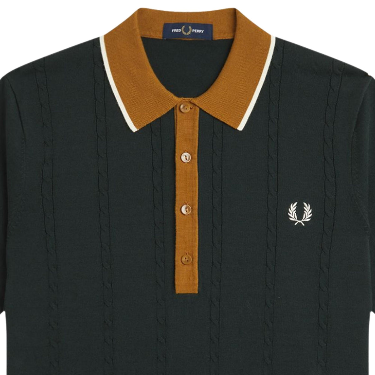 Fred Perry Cable Knit Shirt - Night Green