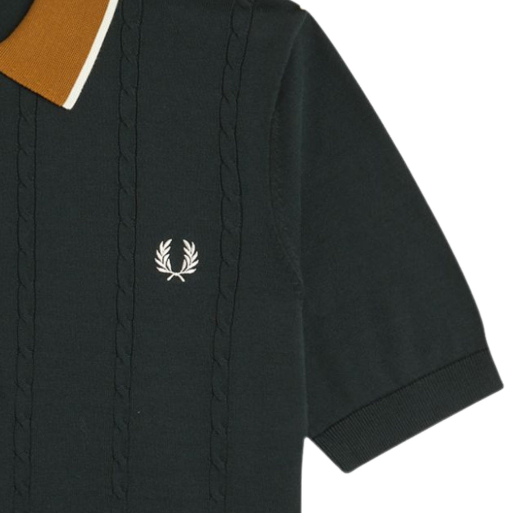Fred Perry Cable Knit Shirt - Night Green