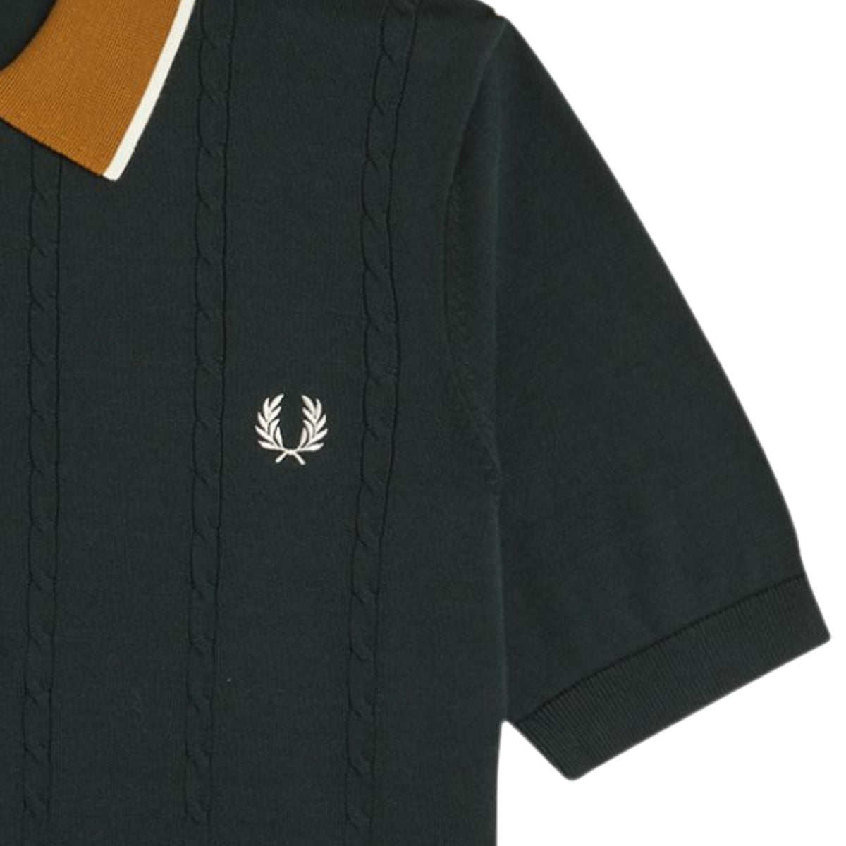 Fred Perry Cable Knit Shirt - Night Green