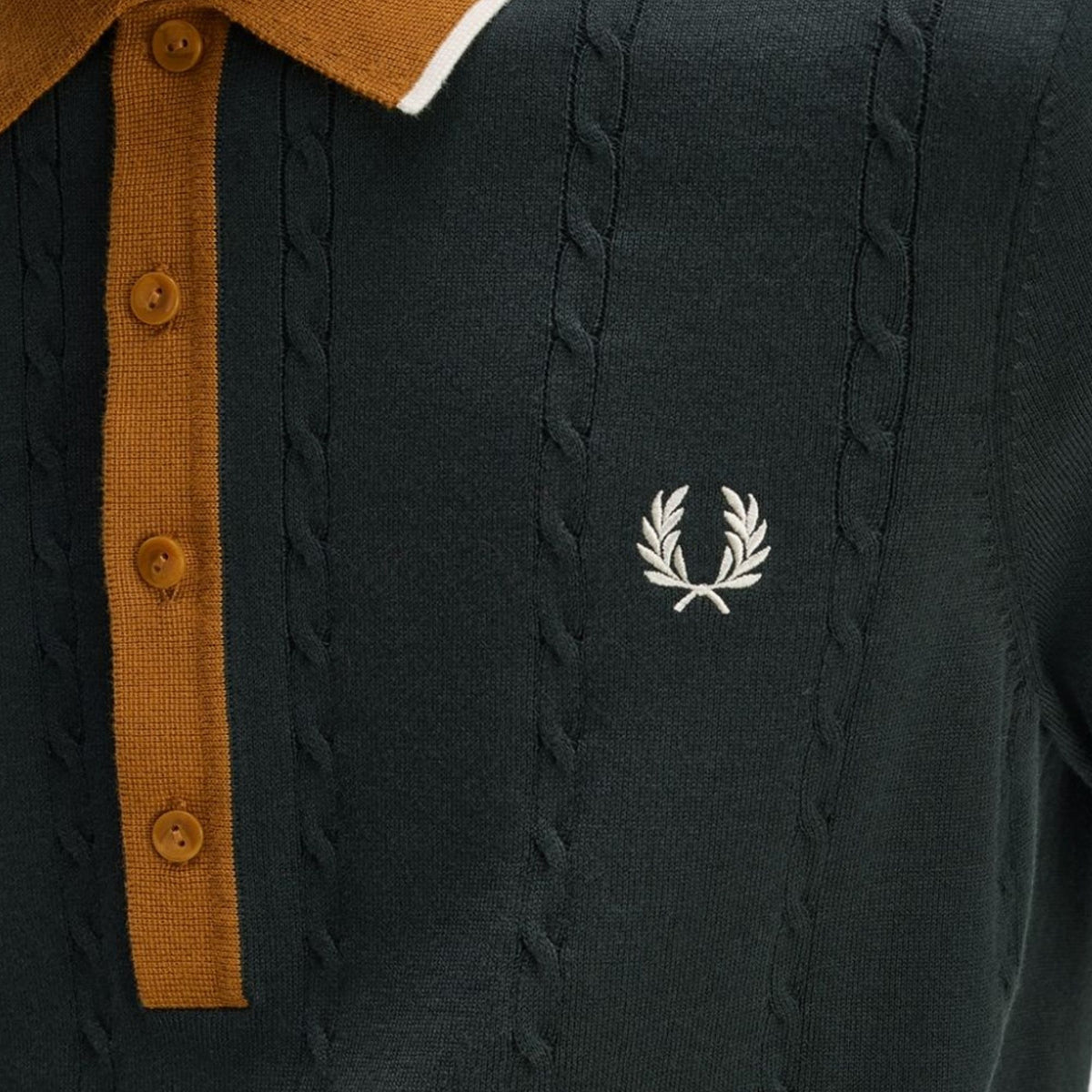 Fred Perry Cable Knit Shirt - Night Green