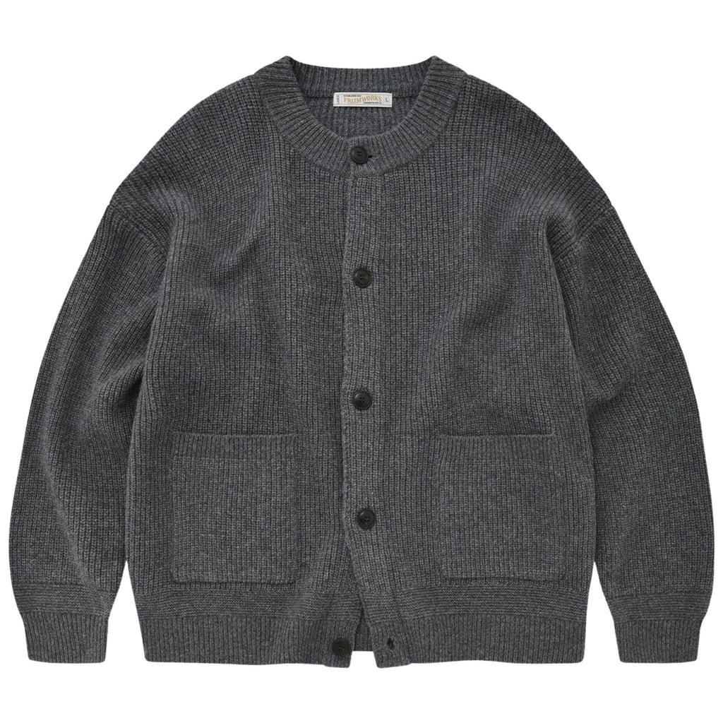 FrizmWORKS	Heavy Wool Round Cardigan - Dark Gray