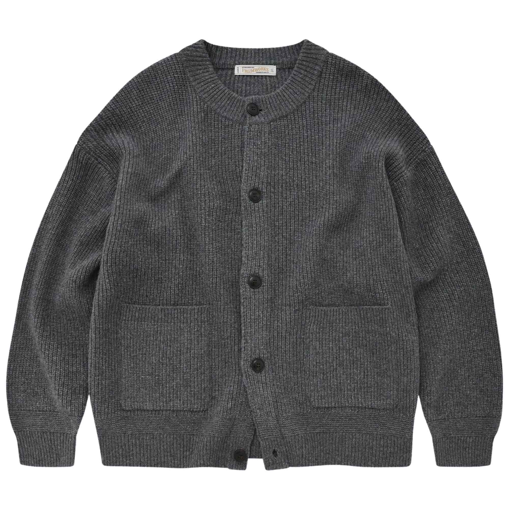 FrizmWORKS	Heavy Wool Round Cardigan - Dark Gray