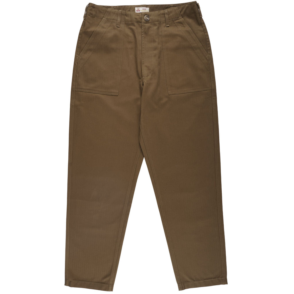 Real Hoxton Fatigue Pants - Herringbone Saddle Brown