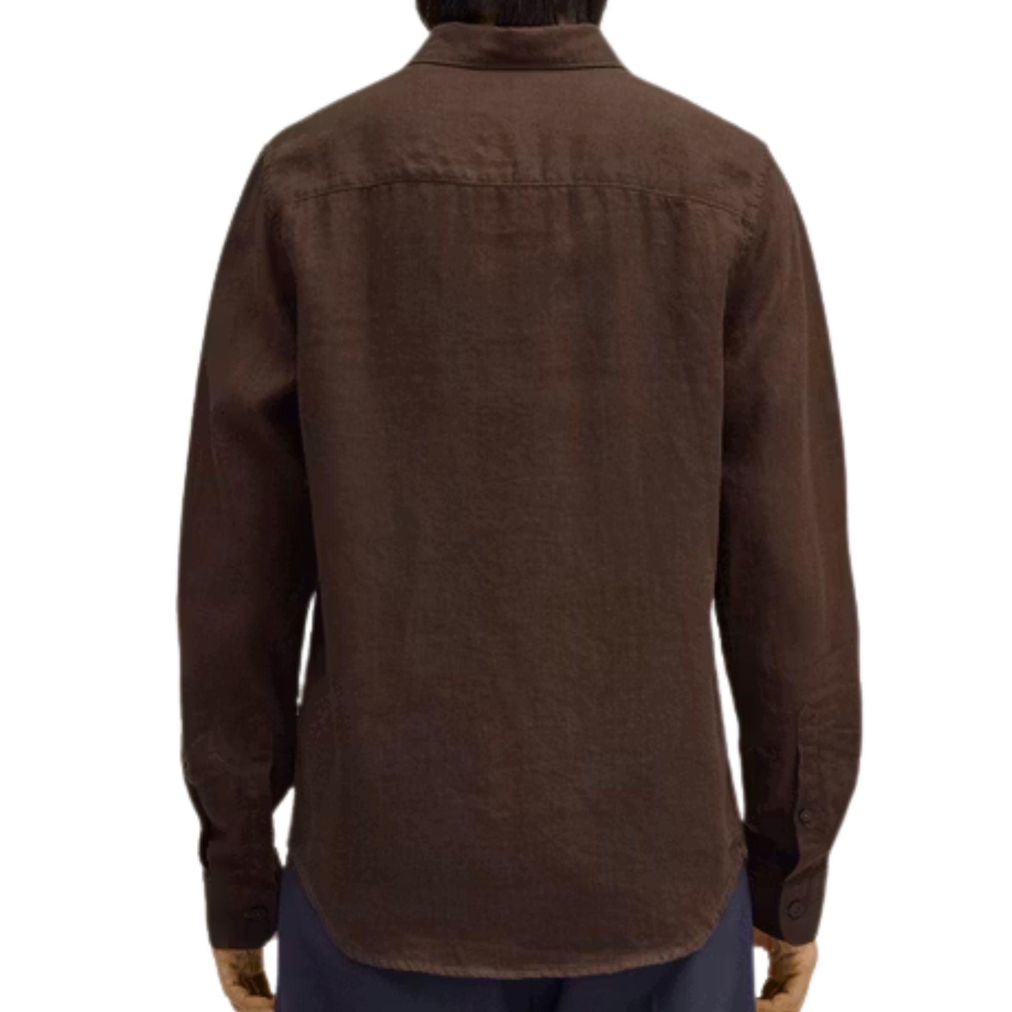 Enzo Classic Collar Linen Shirt - Truffle