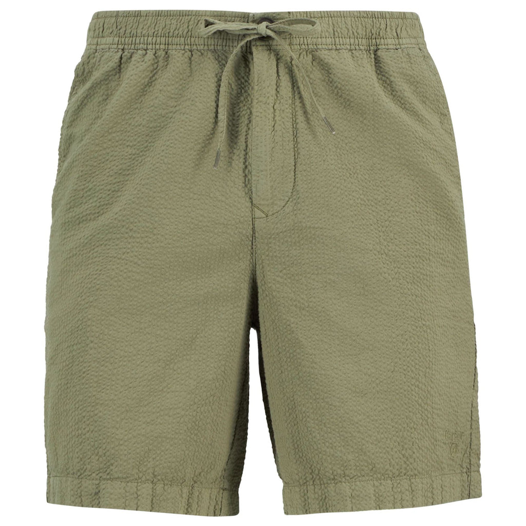 Seersucker Relaxed Shorts - Olive