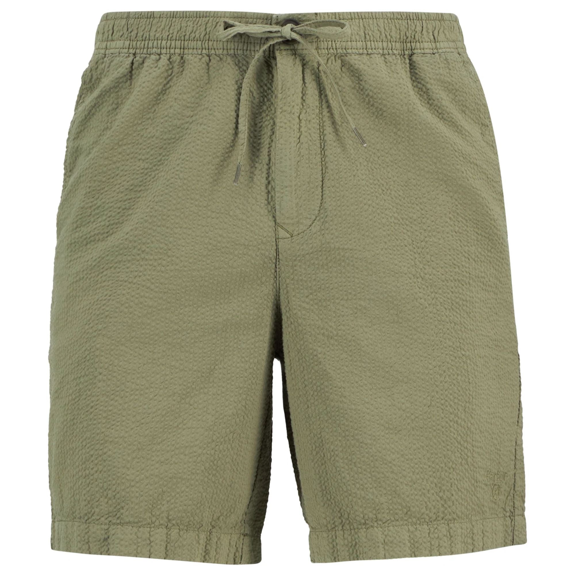 Seersucker Relaxed Shorts - Olive