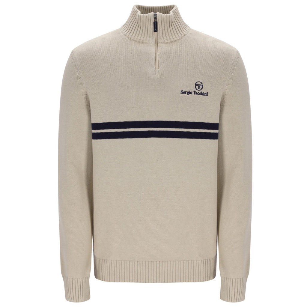 Sergio Tacchini New Dallas 1/4 Zip Knitted Top - Peyote/Martime Blue