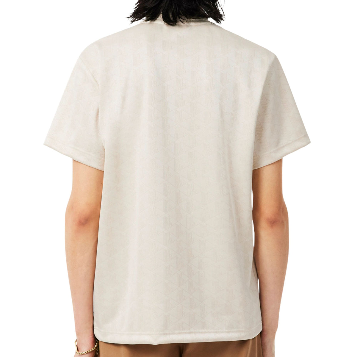 Lacoste Classic Fit Monogram Jacquard Polo Shirt - Beige