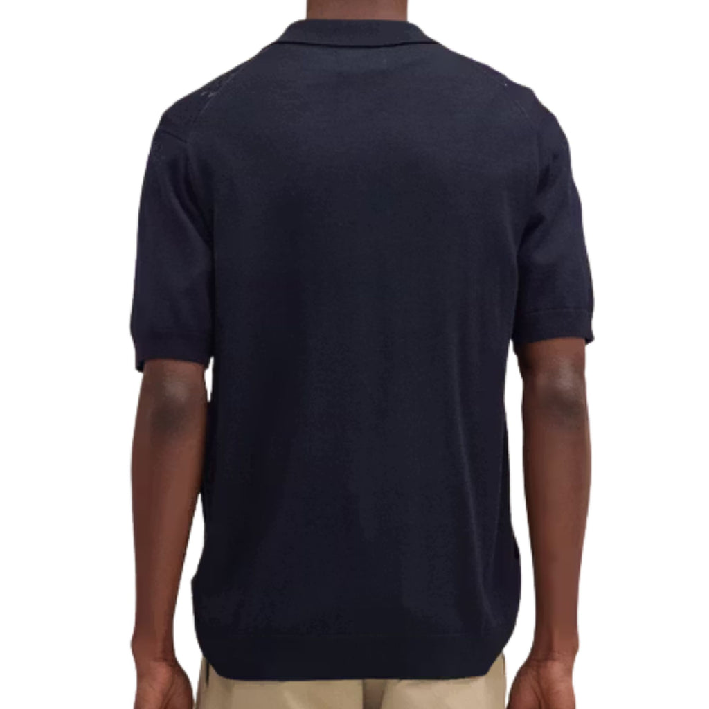 Thor Wool Blend Button Through Polo Shirt  - Deep Navy