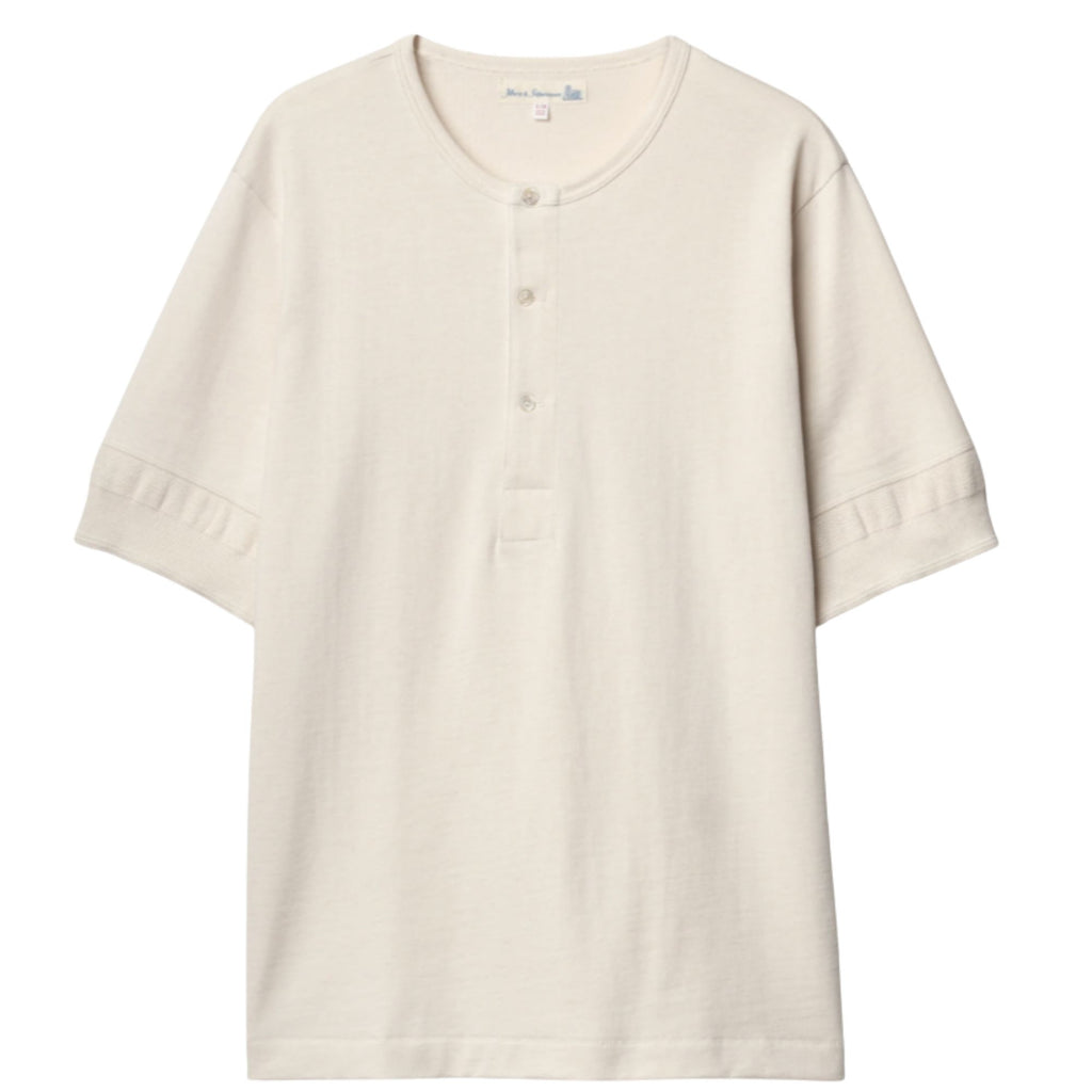 207 Loopwheeled Classic Fit Midweight Short Sleeve Henley - Natural