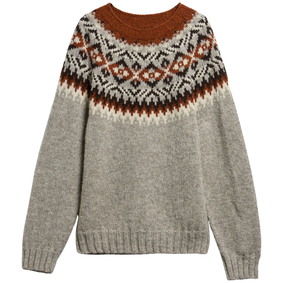 Barbour Scottish Made Fair Isle Crew Neck Jumper - Grey Marl