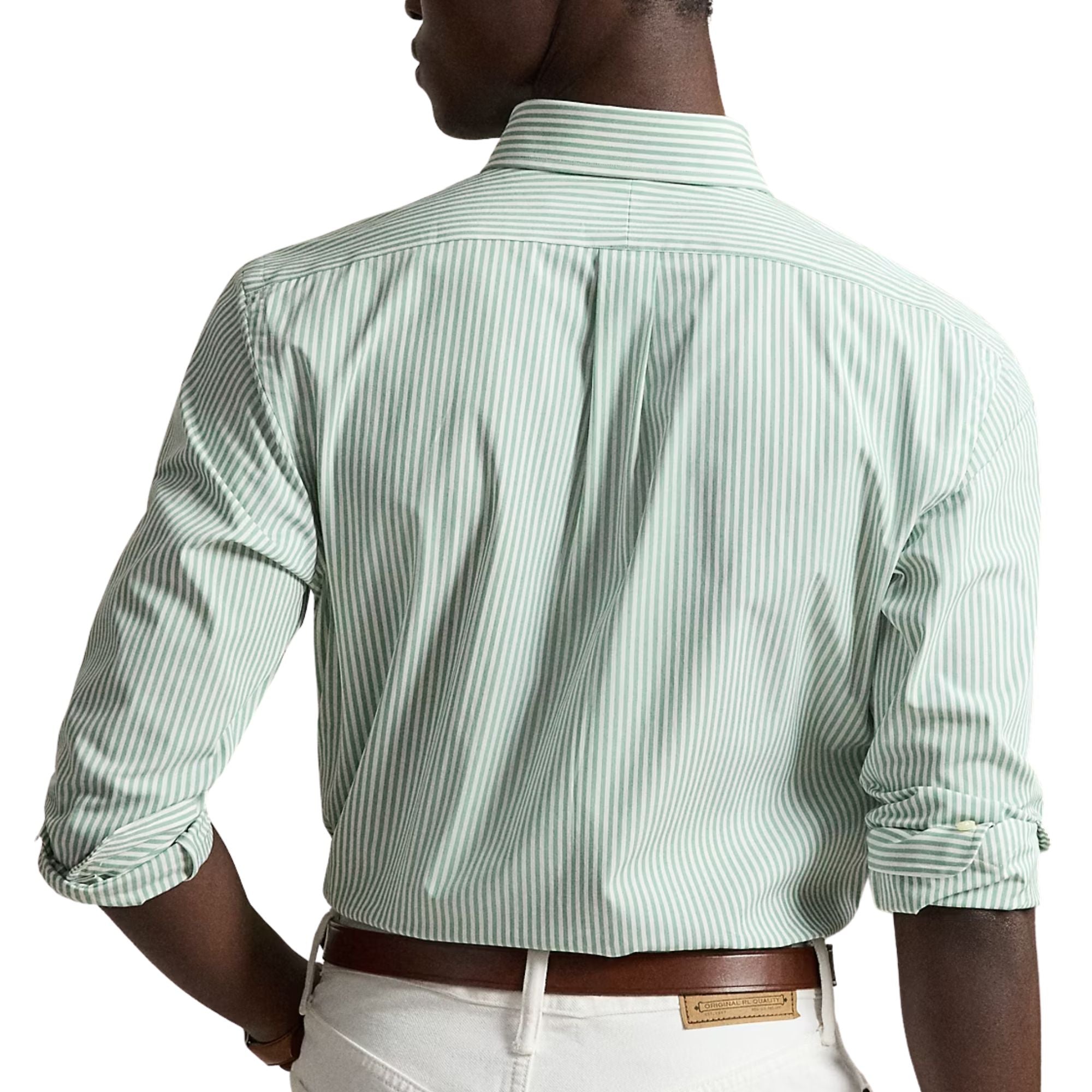 Polo Ralph Lauren Custom Fit Striped Stretch Poplin Shirt - Faded Mint/White