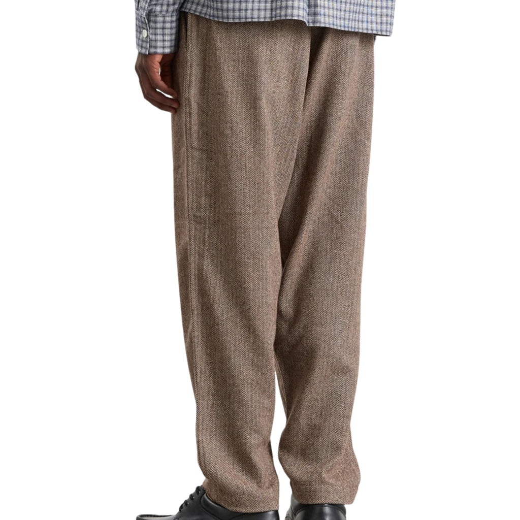 Universal Works Wool Herringbone Pleated Track Pant - Brown
