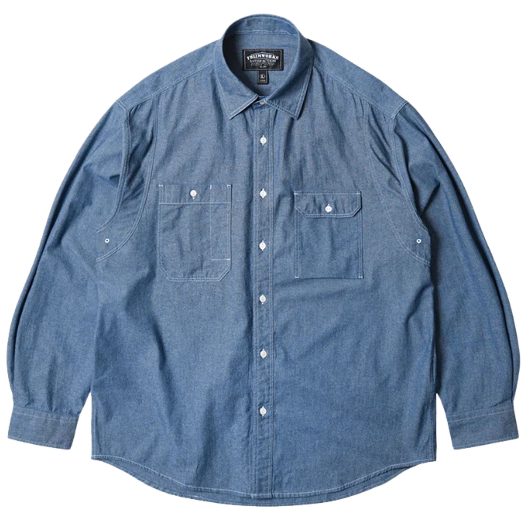 FrizmWORKS 1920s Chambray Work Shirt - Blue