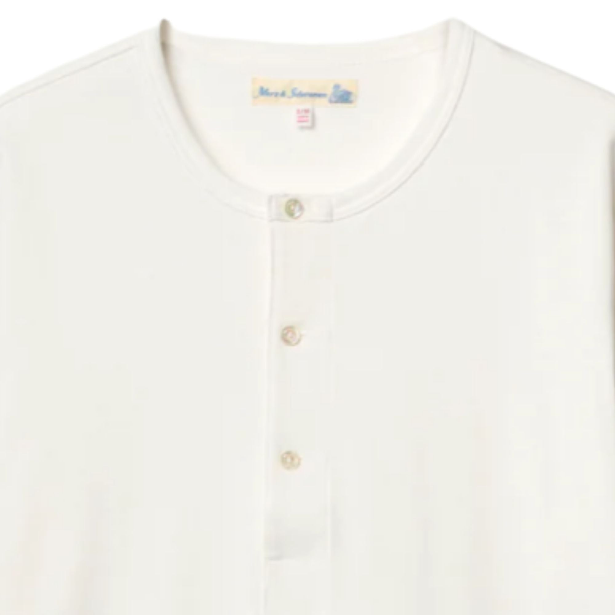 207 Loopwheeled Classic Fit Midweight Short Sleeve Henley - White