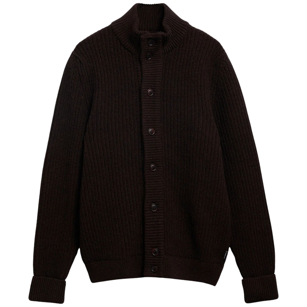 Barbour Mordale Knitted Button Through - Dark Brown