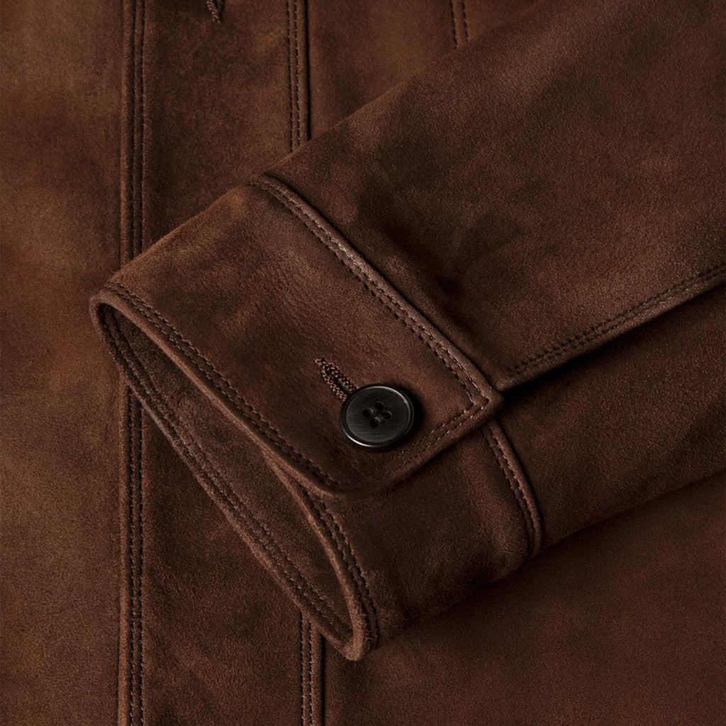 Sunspel Suede Overshirt - Dark Brown