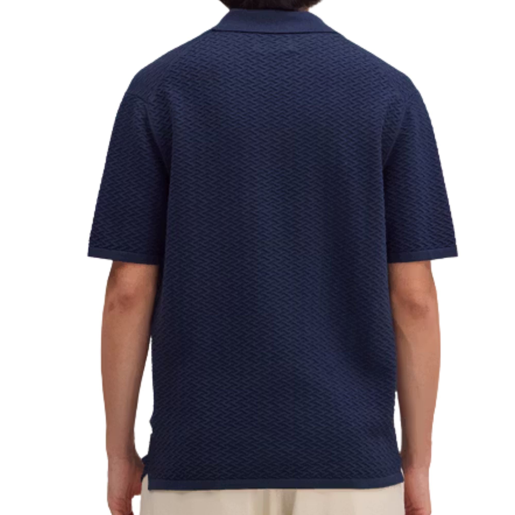 Paul Textured Stitch Polo - Navy Blue