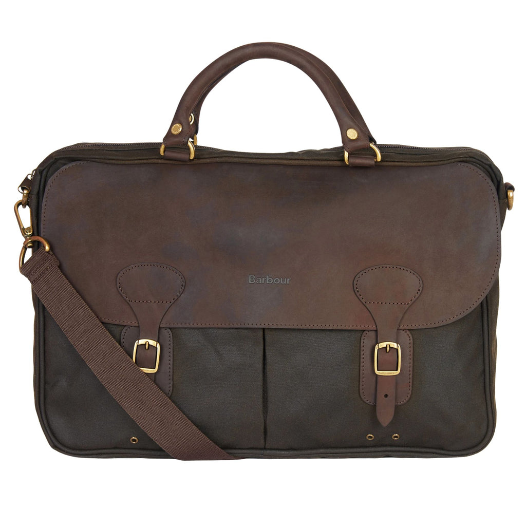 Barbour Wax Leather Briefcase - Olive