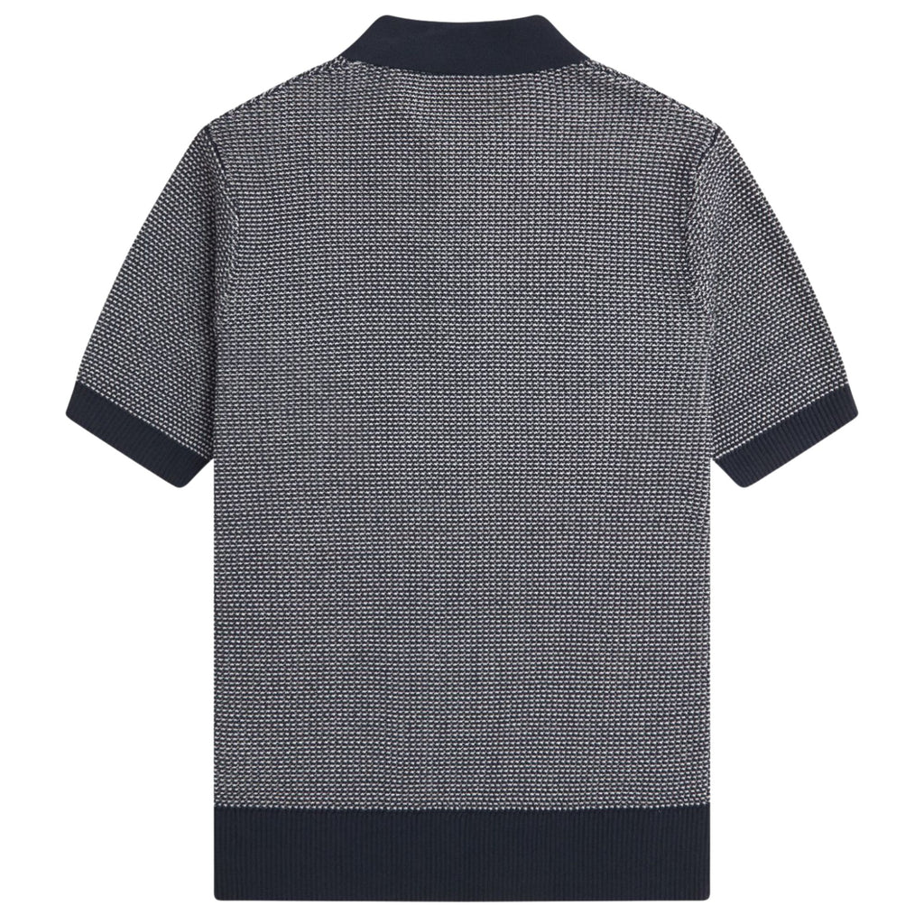 Fred Perry Textured Knitted Half Zip Shirt - Navy