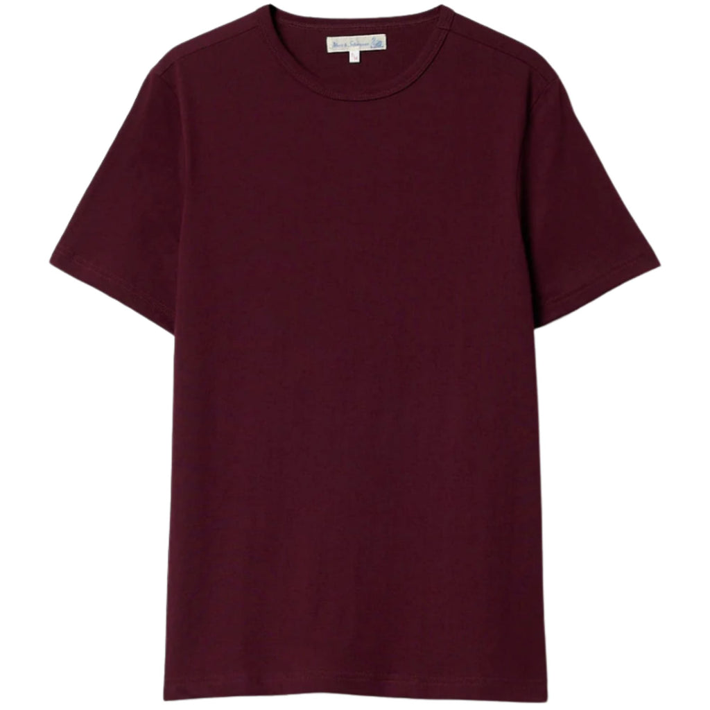 Merz b. Schwanen 1950s Loopwheeled Classic Fit Lightweight T-Shirt - Burgundy