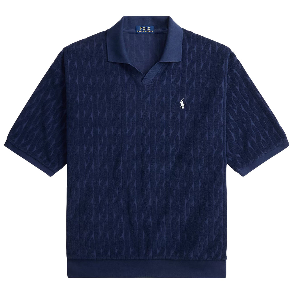 Polo Ralph Lauren Relaxed Fit Cabled Terry Polo Shirt - Newport Navy