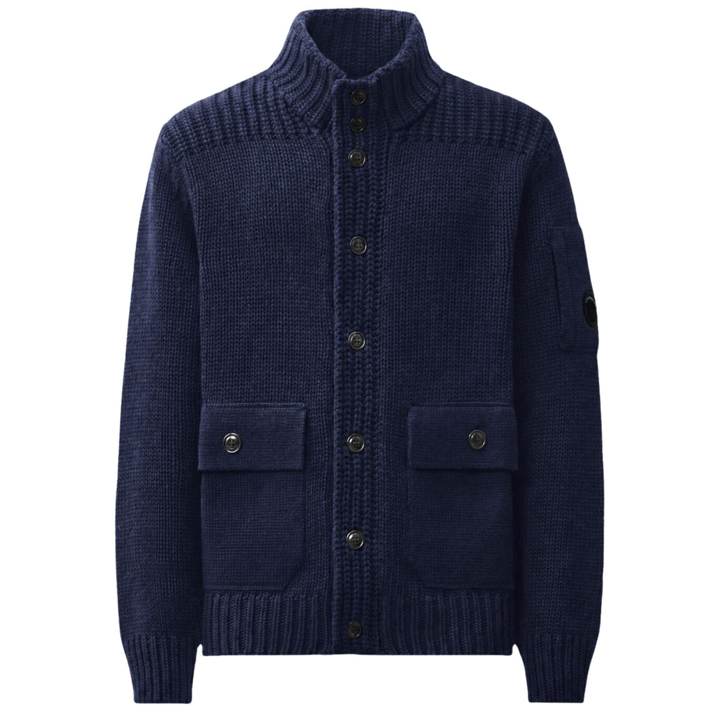 C.P Company Lambswool Lens Button Sweater - Total Eclipse
