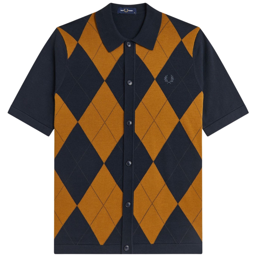 Fred Perry Argyle Button Through Shirt - Navy