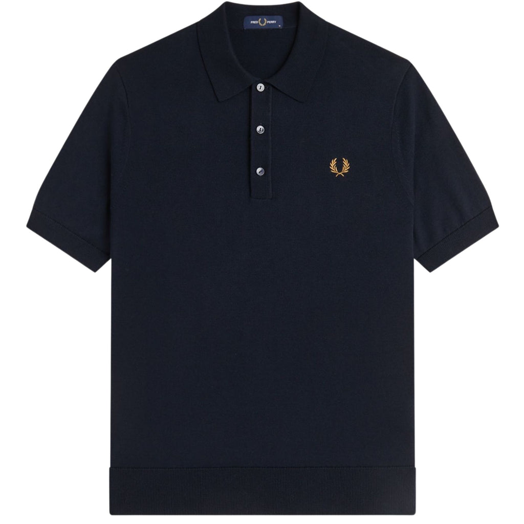 Fred Perry Long Staple Cotton Knitted Shirt - Navy