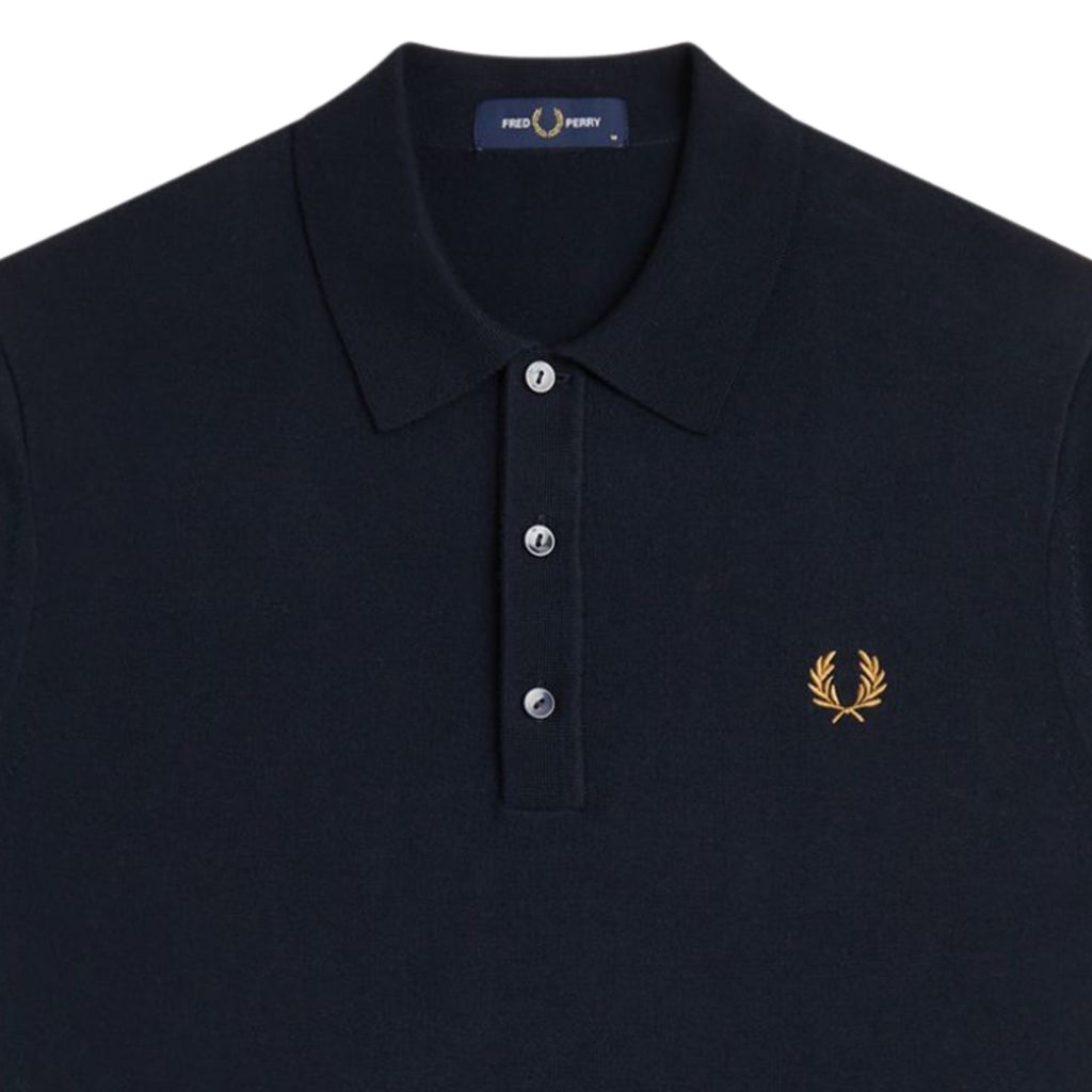 Fred Perry Long Staple Cotton Knitted Shirt - Navy