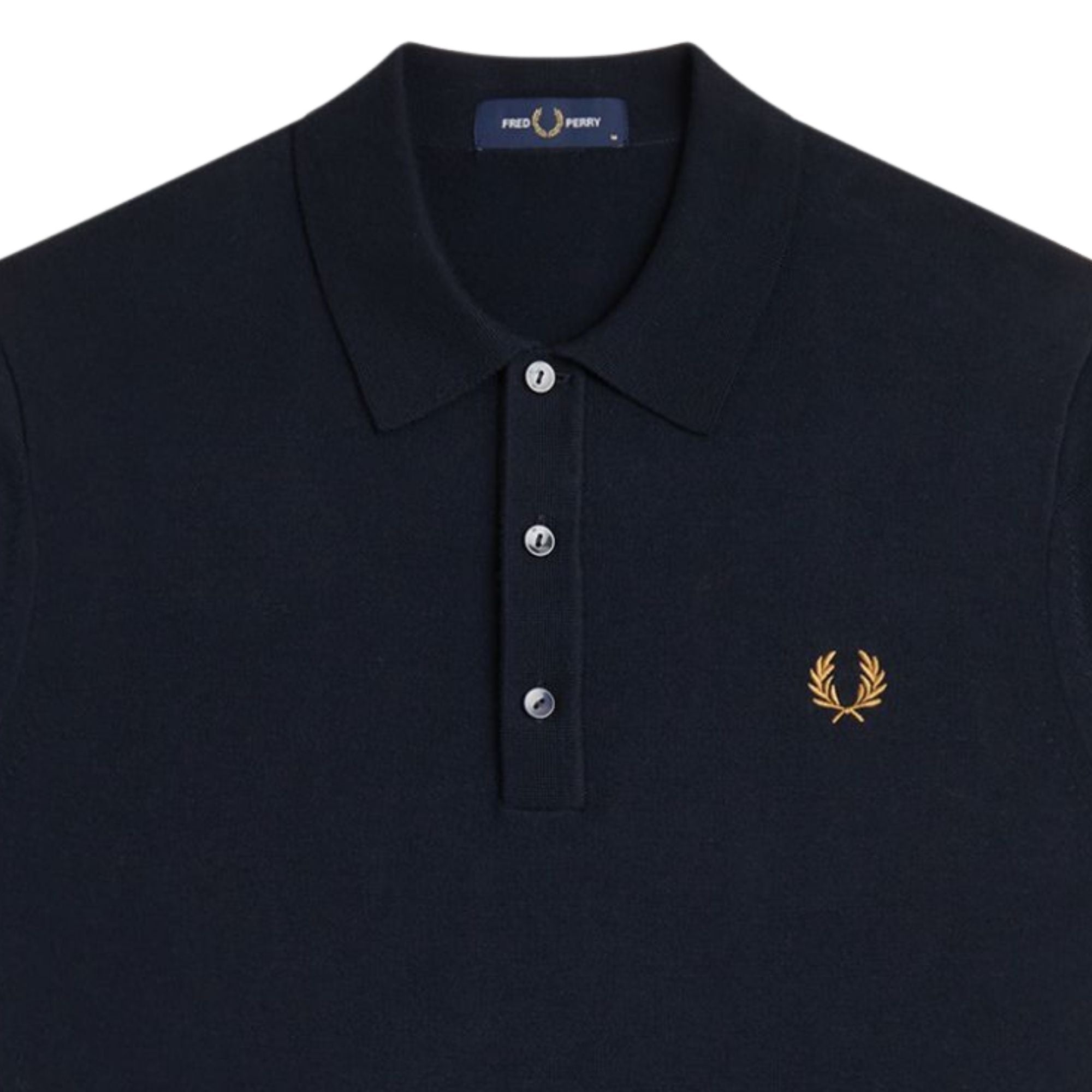Fred Perry Long Staple Cotton Knitted Shirt - Navy