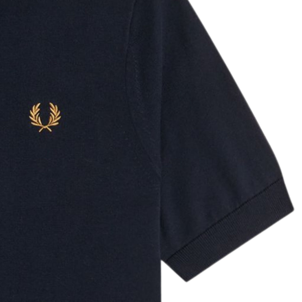 Fred Perry Long Staple Cotton Knitted Shirt - Navy