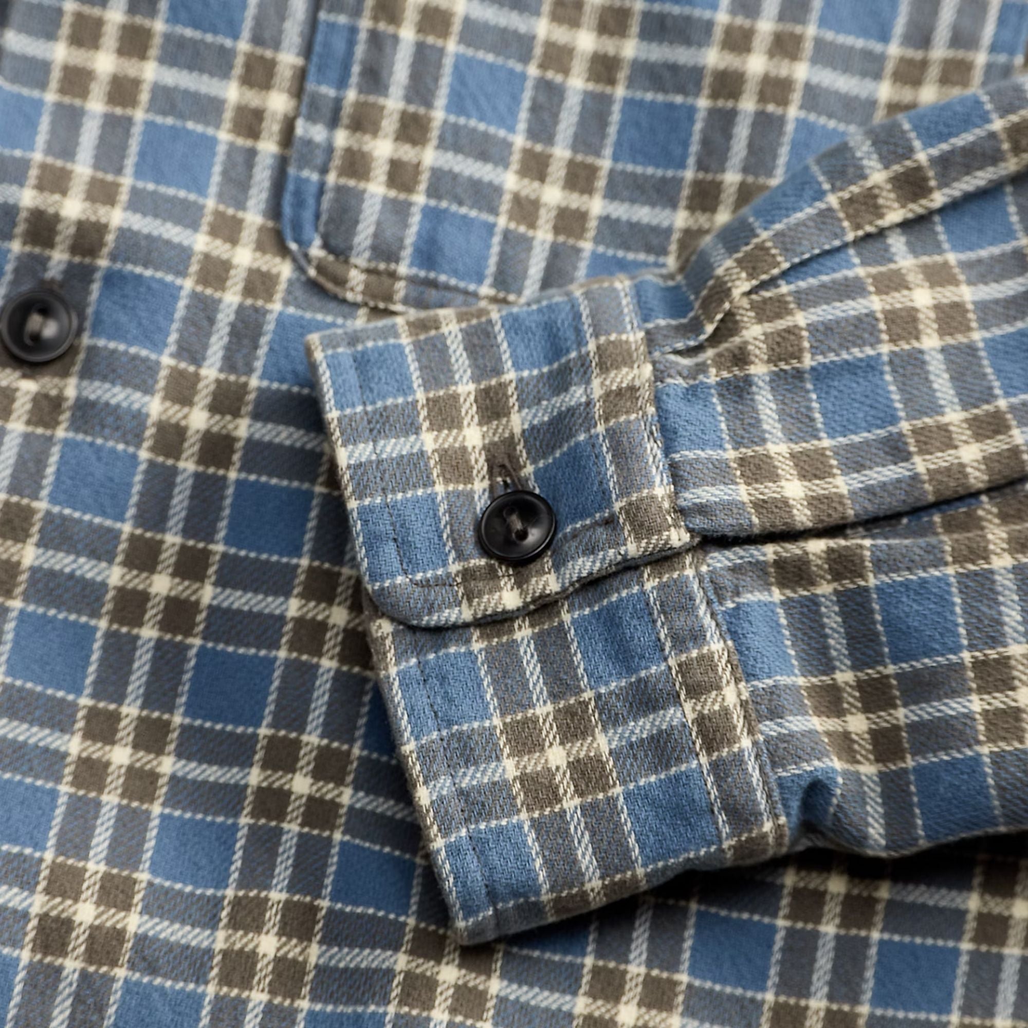 RRL by Ralph Lauren Plaid Twill Camp Shirt - Blue/Grey