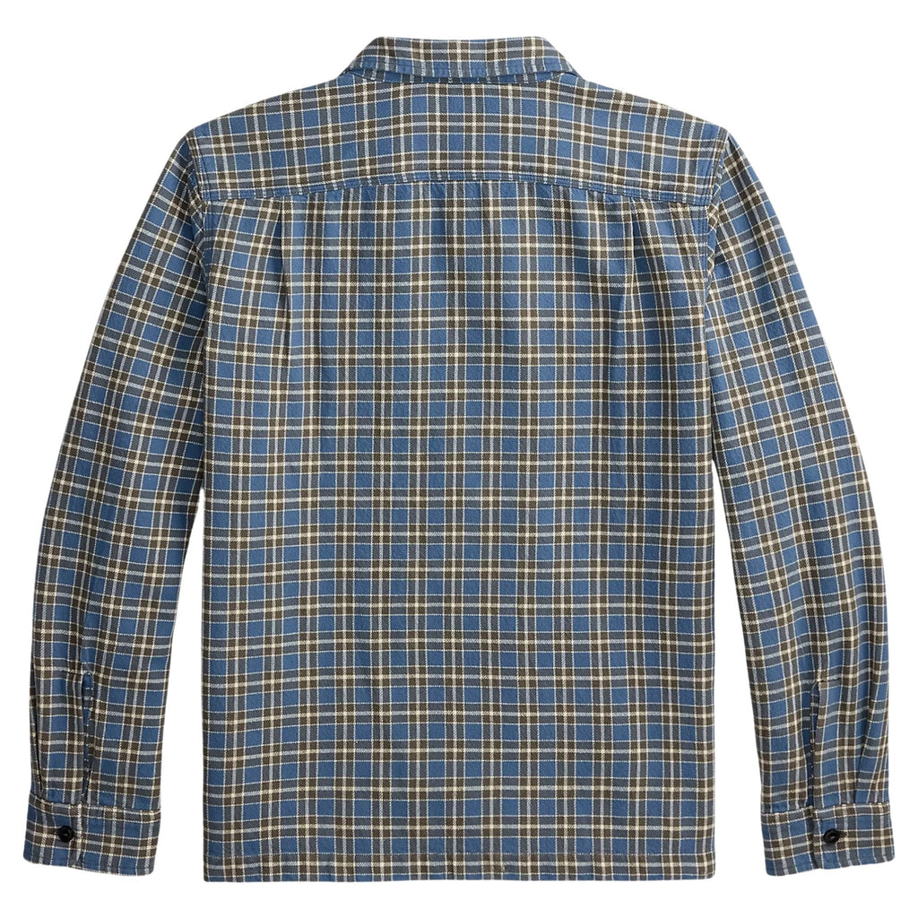 RRL by Ralph Lauren Plaid Twill Camp Shirt - Blue/Grey