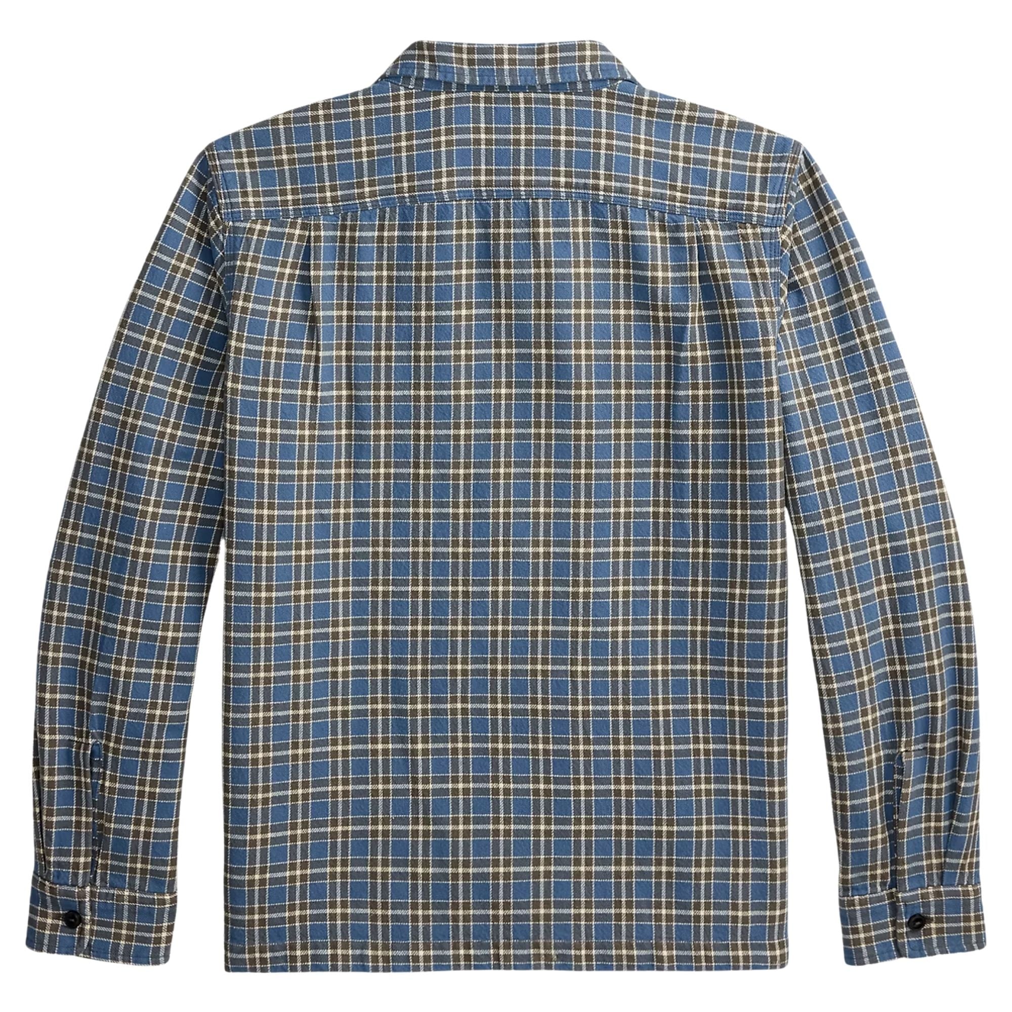 RRL by Ralph Lauren Plaid Twill Camp Shirt - Blue/Grey