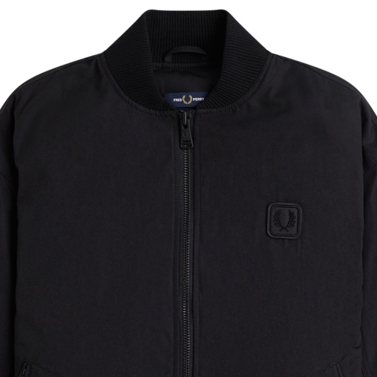 Fred Perry Leather Patch Bomber Jacket - Black