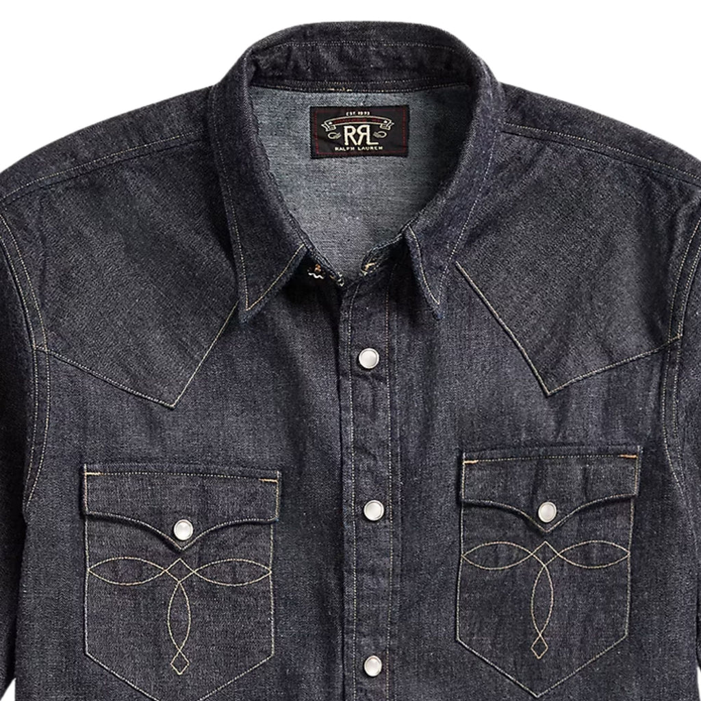 RRL by Ralph Lauren Slim Fit Denim Western Shirt - Rinse