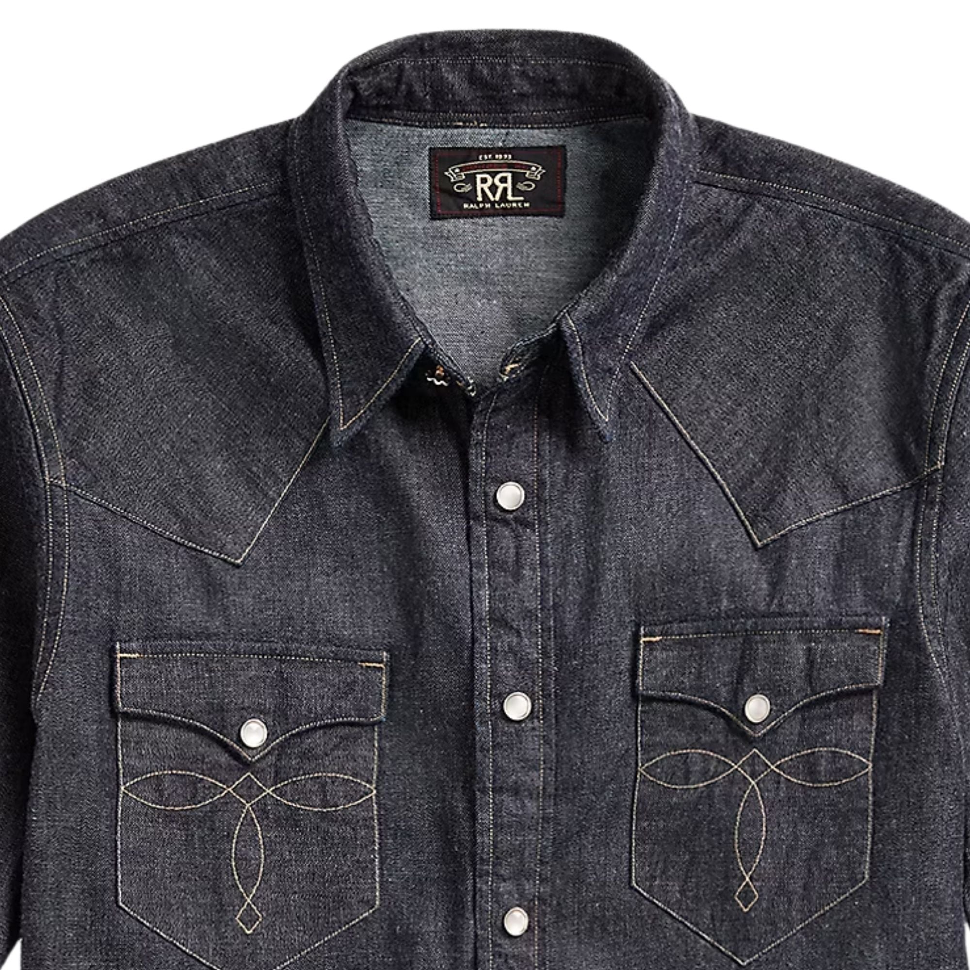 RRL by Ralph Lauren Slim Fit Denim Western Shirt - Rinse