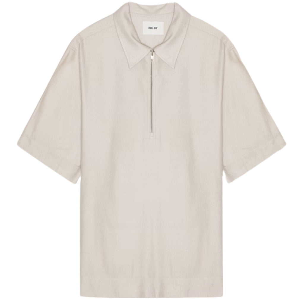 NN07 Bruno Linen Blend Polo - Ivory