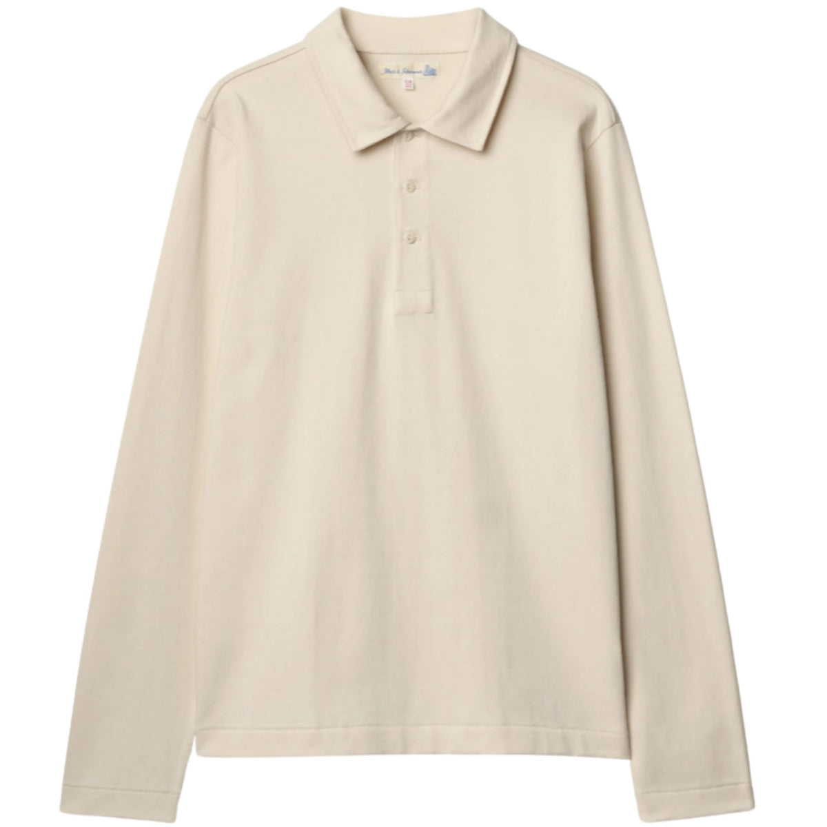 Merz b Schwanen 2MPOLO01LS Mid-Century Machine Refined Fit Polo Longsleeve - Natural