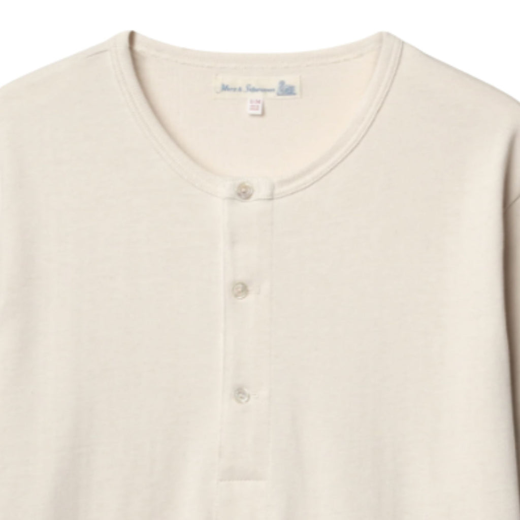 207 Loopwheeled Classic Fit Midweight Short Sleeve Henley - Natural