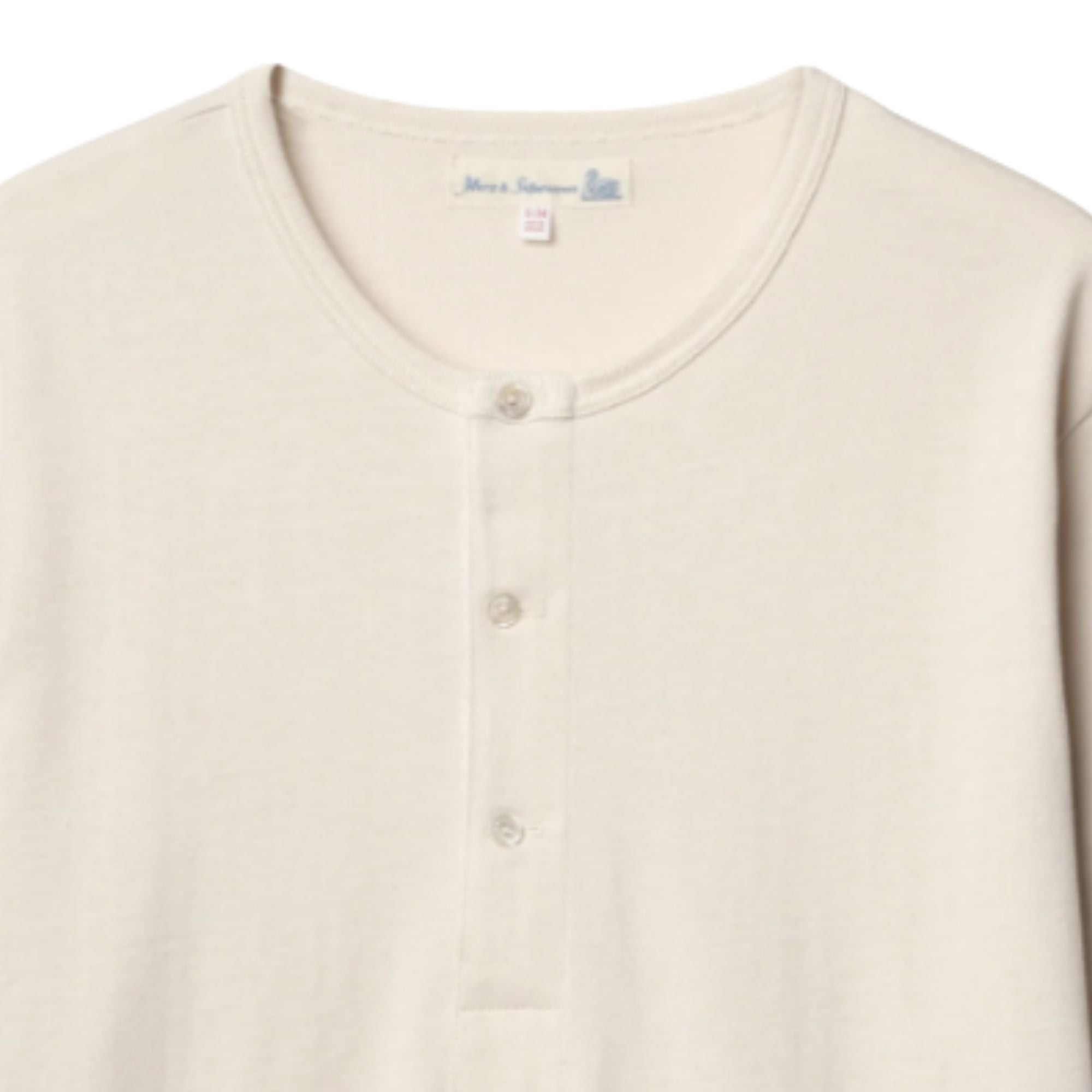 207 Loopwheeled Classic Fit Midweight Short Sleeve Henley - Natural