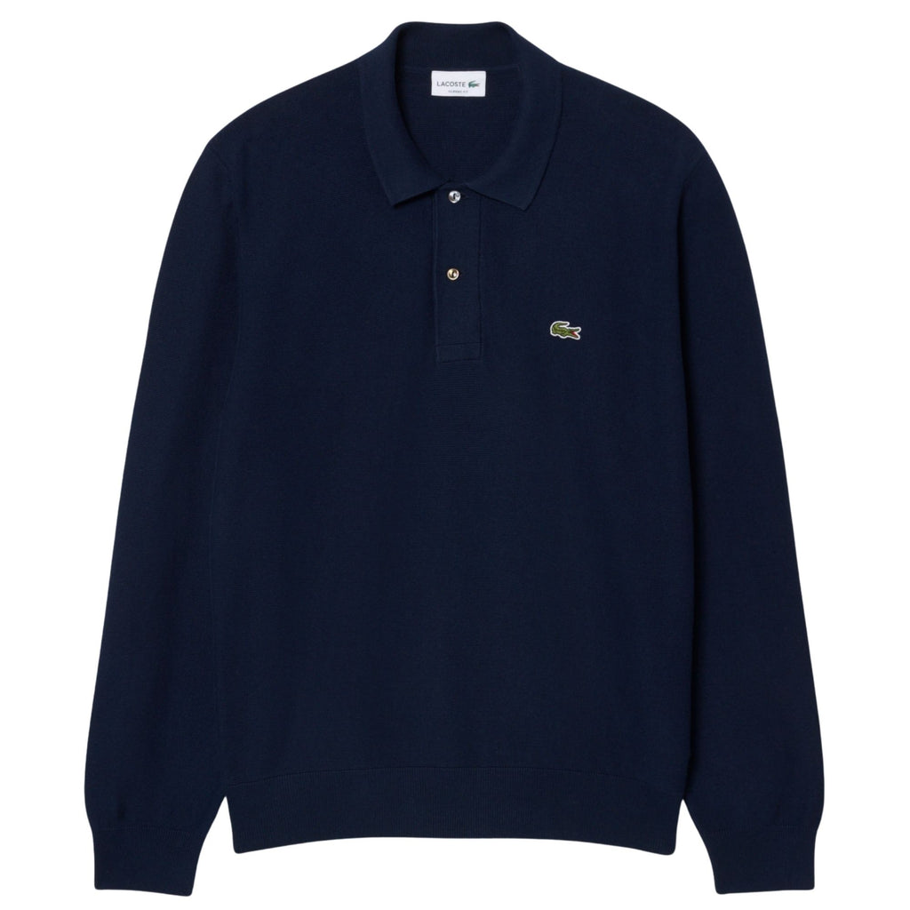 Lacoste Classic Fit Long Sleeved Knitted Polo Shirt - Navy