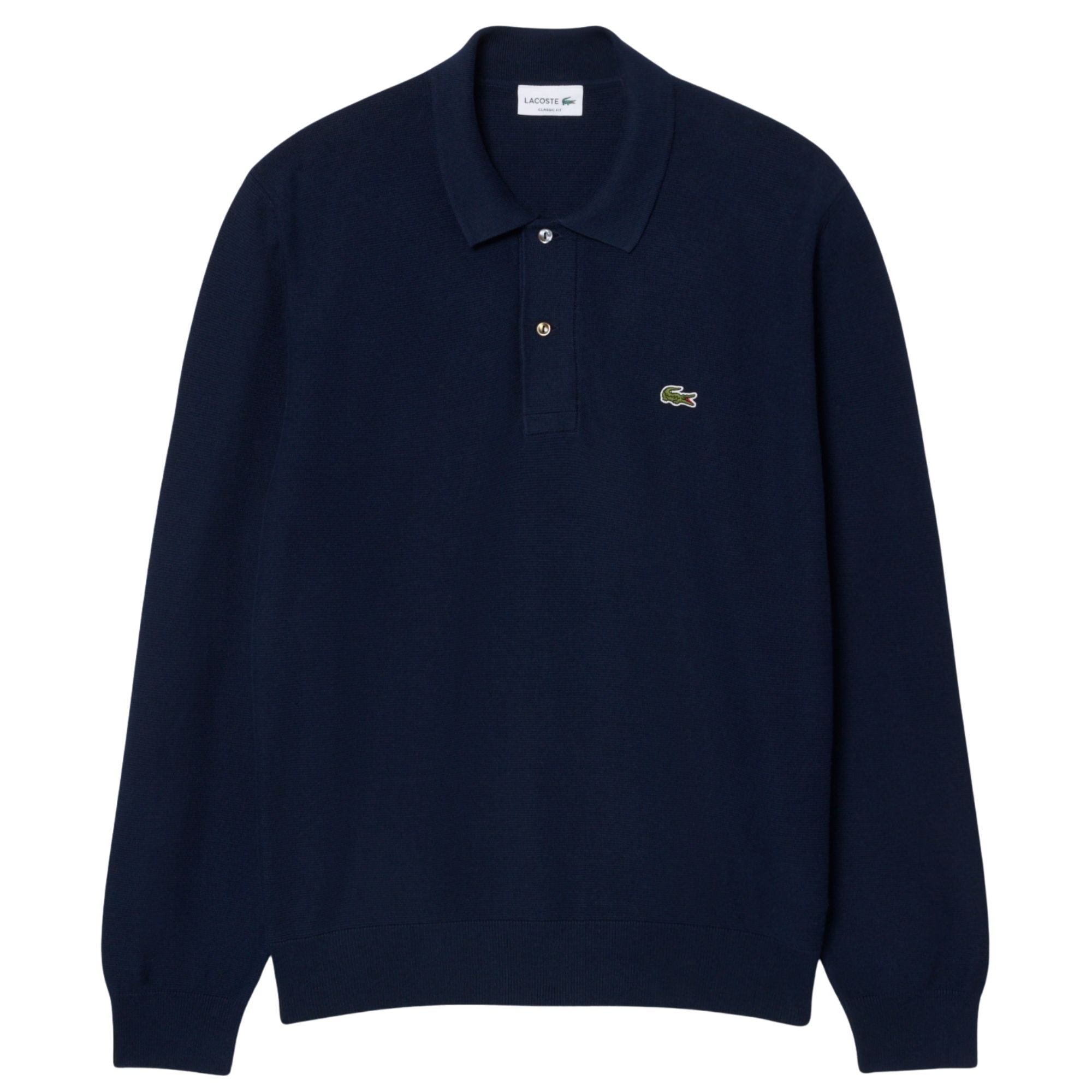 Lacoste Classic Fit Long Sleeved Knitted Polo Shirt - Navy