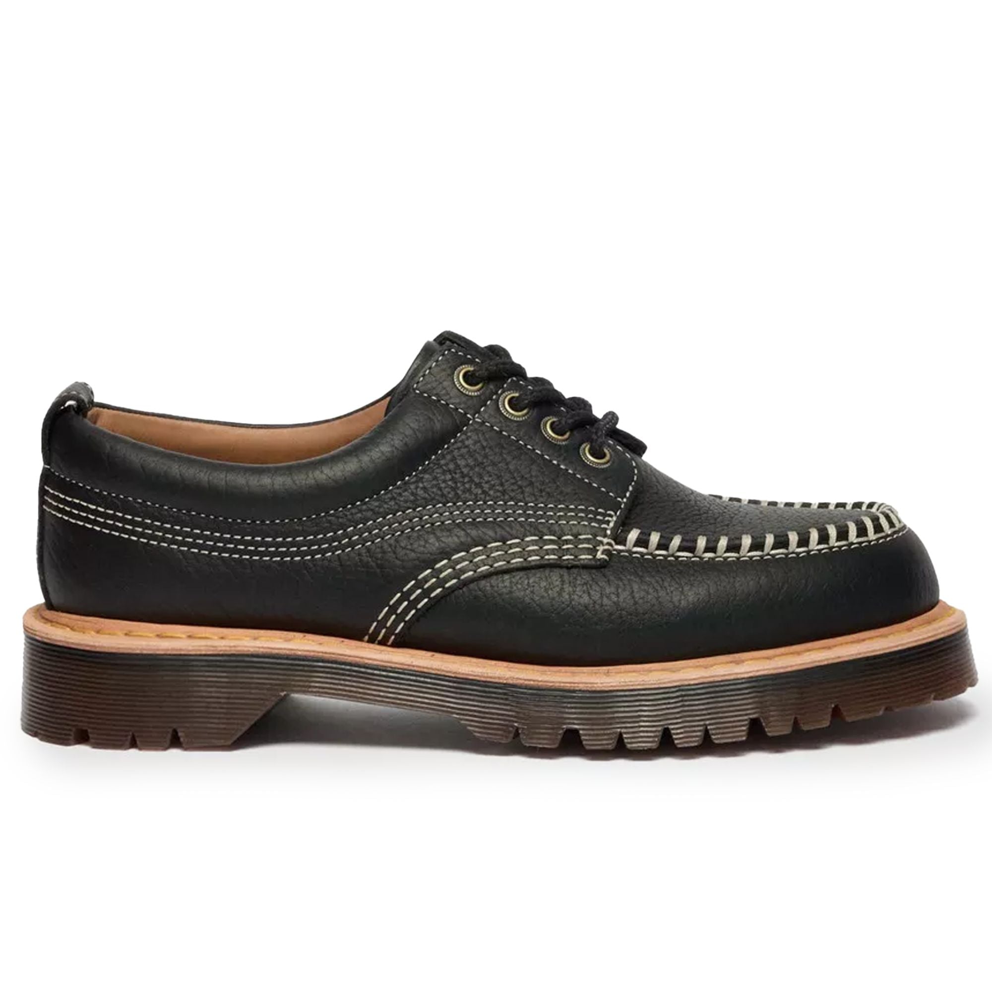 Lowell Wild Grain Leather Moc Toe - Black