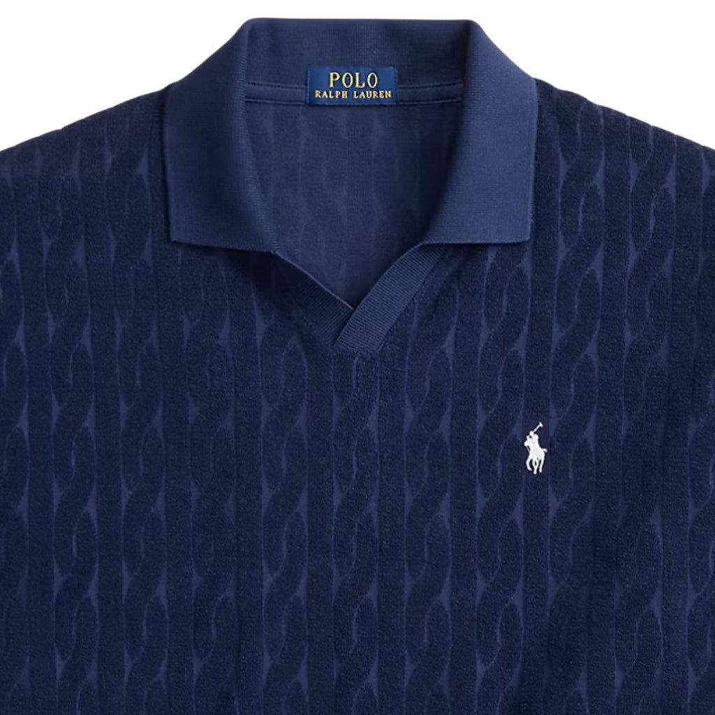 Polo Ralph Lauren Relaxed Fit Cabled Terry Polo Shirt - Newport Navy