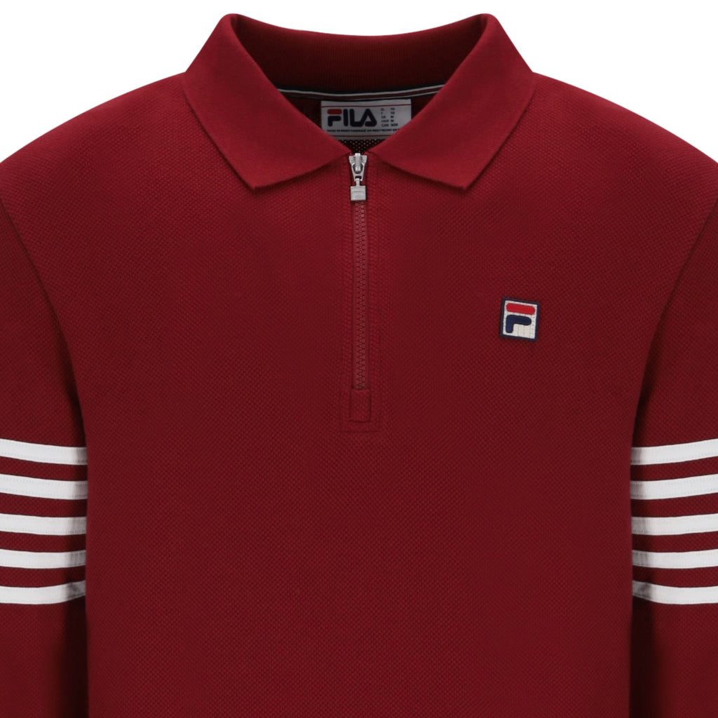 Fila Vintage Luis 1/4 Zip Long Sleeve Polo - Sun Dried Tomato