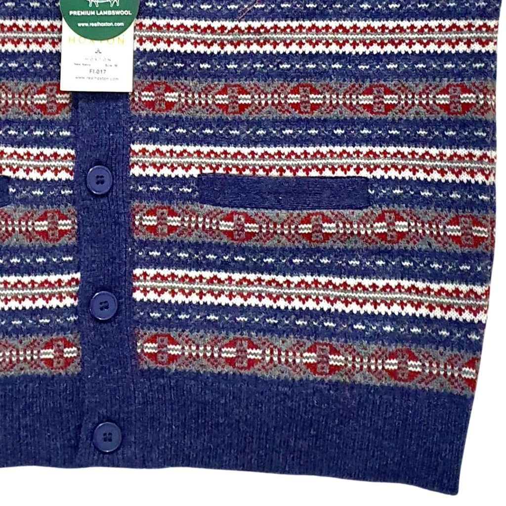 Real Hoxton Fair Isle Sleeveless Cardigan - New Navy