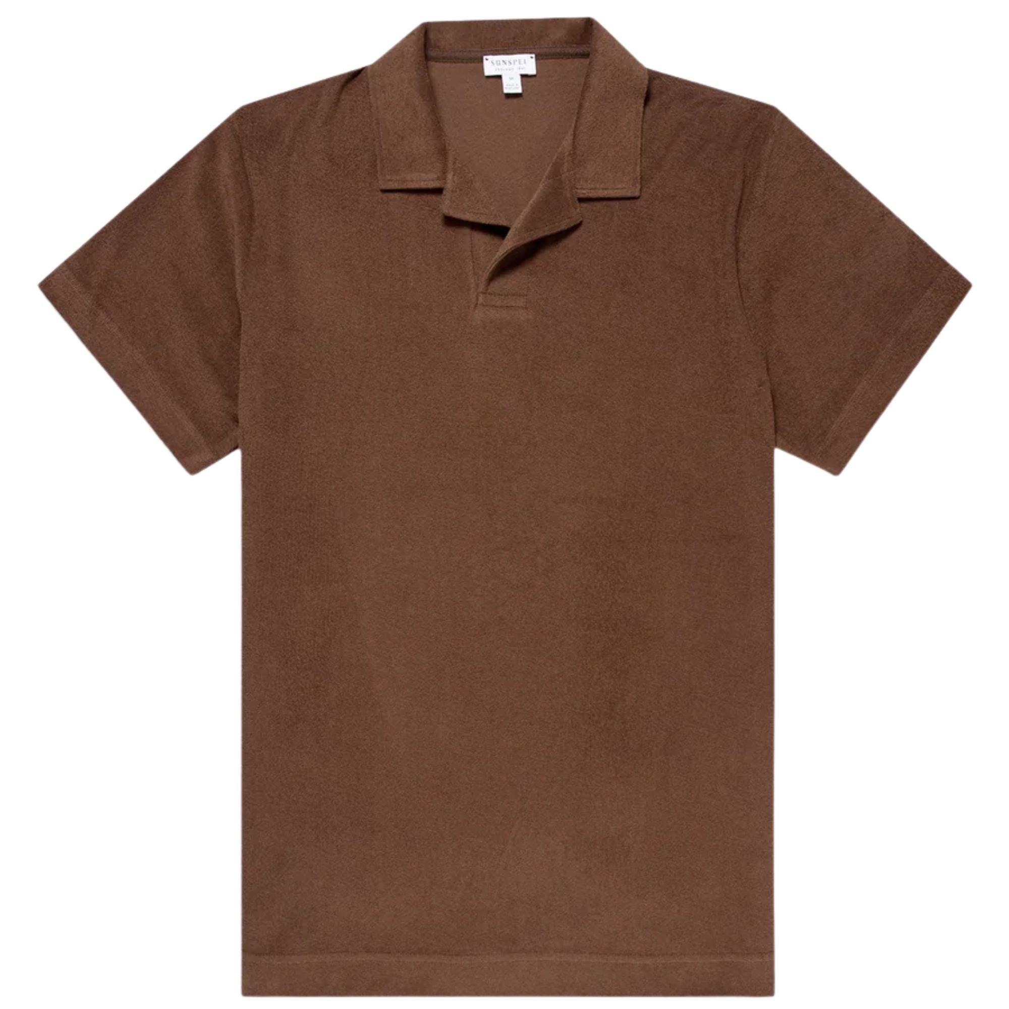 Sunspel Towelling Polo Shirt - Dark Walnut TWPL-DKW – Stuarts London